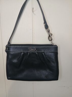 Coach Black Leather Wristlet Bag